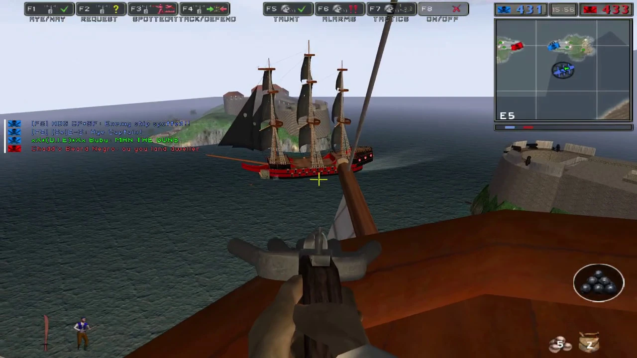 playing Battlefield Pirates with huge pirate ships.